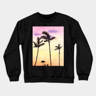 Palm Trees with yellow and pink sunset Crewneck Sweatshirt